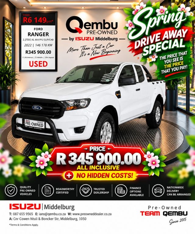 2022 Ford Ranger 2.2 TDCi XL 4x4 SuperCab