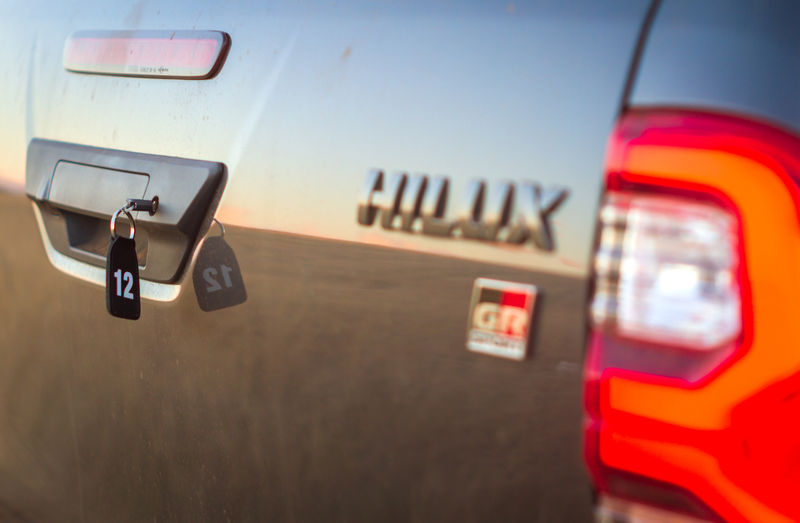 The Toyota Hilux GR-S (GR-Sport) manually lockable tailgate.