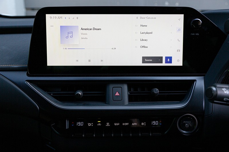 The large infotainment touchscreen in the Lexus UX 250h EX.