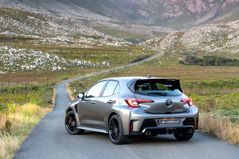 2023 Toyota GR Corolla rear three-quarter view.