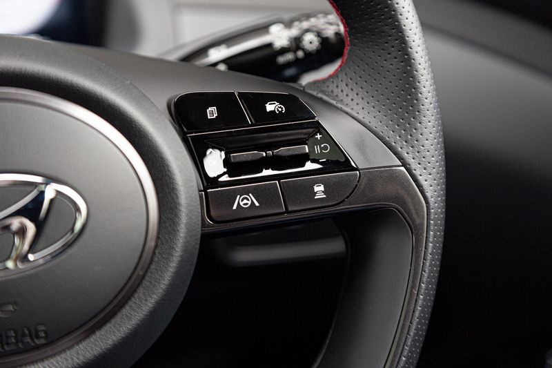 Hyundai Tucson N Line has a multifunction steering wheel.