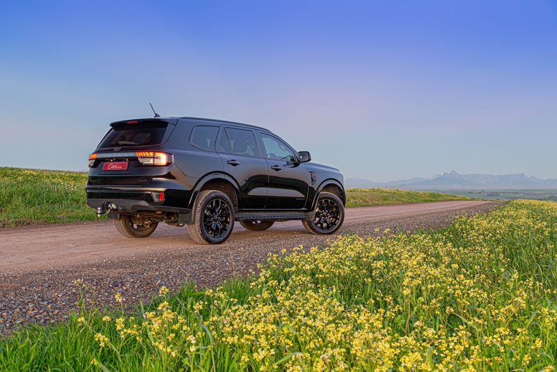 Ford Everest Sport rear three-quarter view.