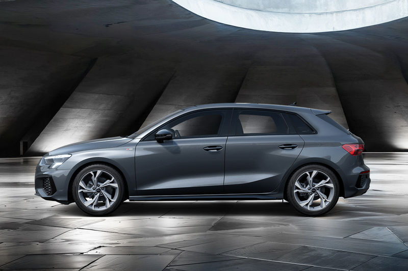 Audi A3 Sportback Black Edition profile view.