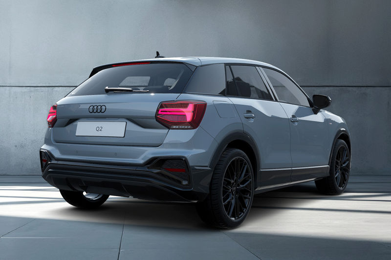 Audi Q2 Black Edition rear three-quarter view.