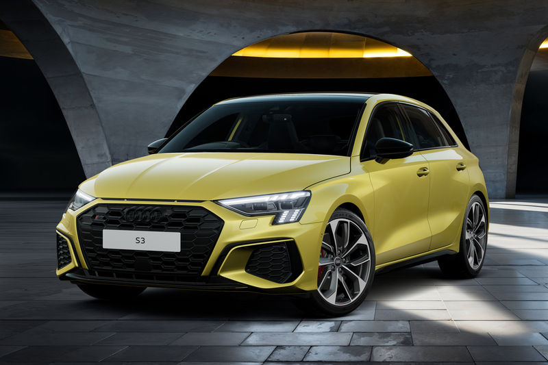Audi S3 Sportback Black Edition front three-quarter view.