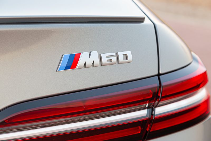 BMW i5 M60 bood badge.