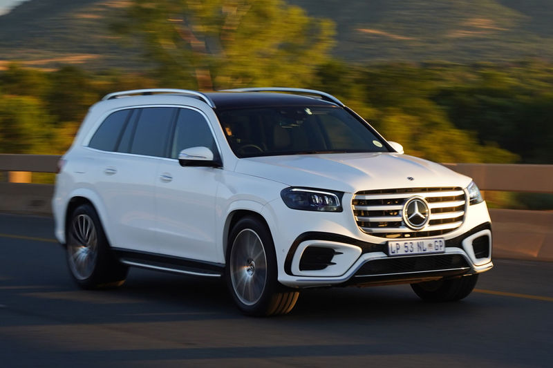 2024 Mercedes-Benz GLS front three-quarter tracking shot.