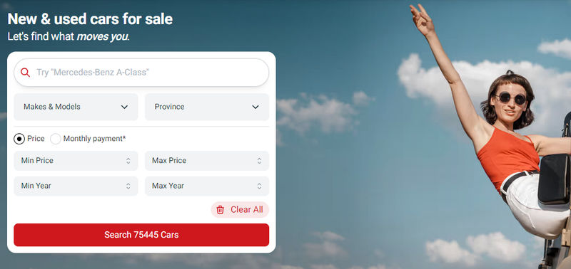 Cars.co.za Home Page Car Search