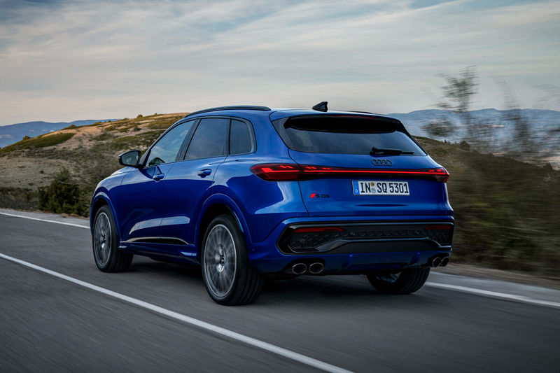 2025 Audi SQ5 rear three-quarter view (dynamic)