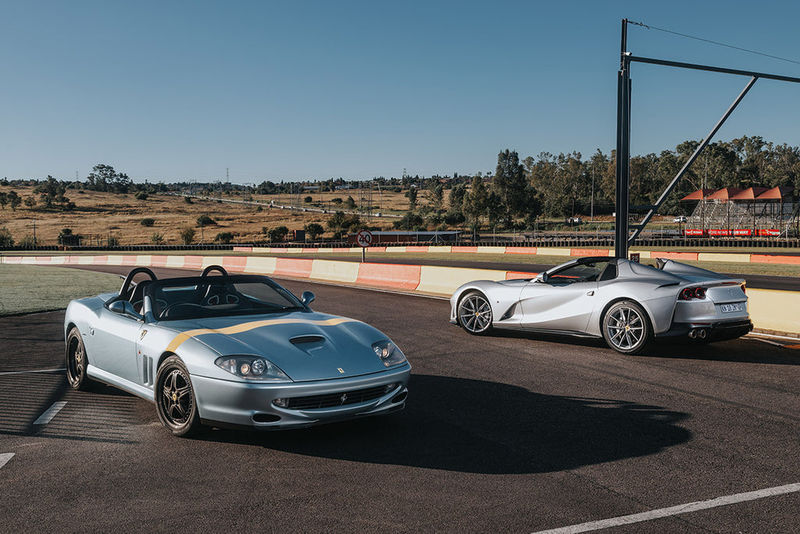 Ferrari 812 GTS (left) and Ferrari 550 Barchetta