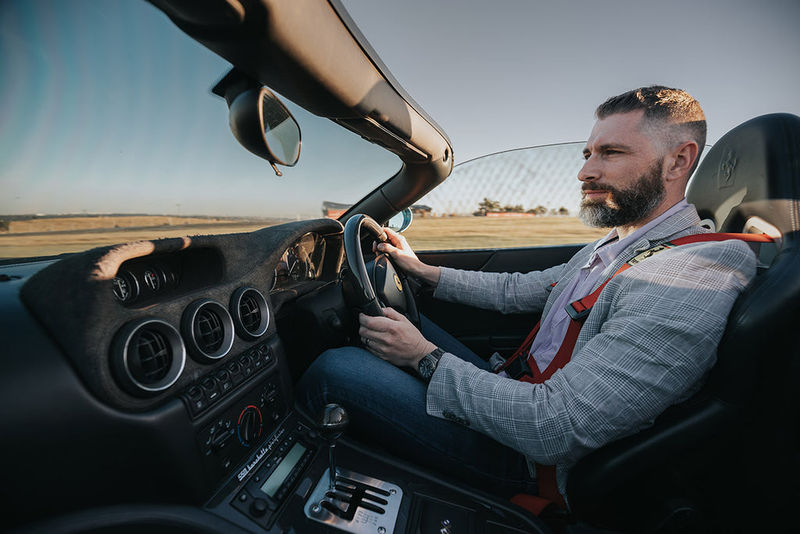 Wilhelm Lutjeharms at the wheel of the Ferrari 550 Barchetta