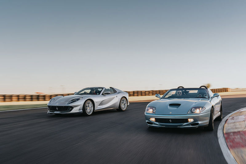 From left: Ferrari 812 GTS and Ferrari 550 Barchetta