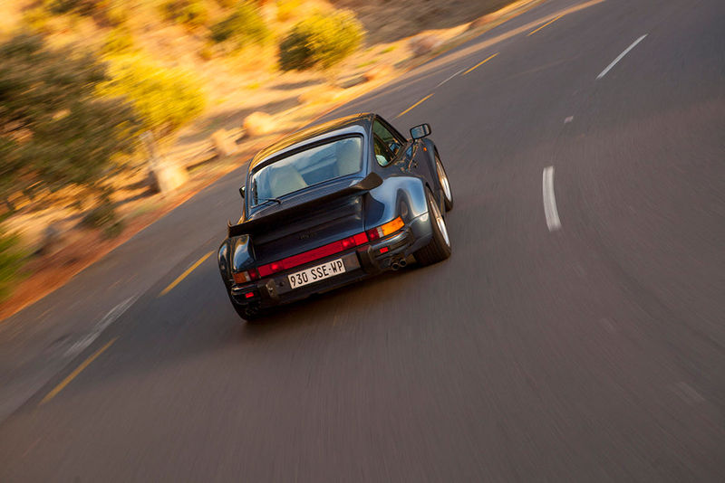 Porsche 911 Turbo SE Flachbau ("flat nose") rear tracking shot