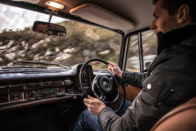 Wilhelm Lutjeharms drives the Mercedes-Benz 230S Fintail Estate 