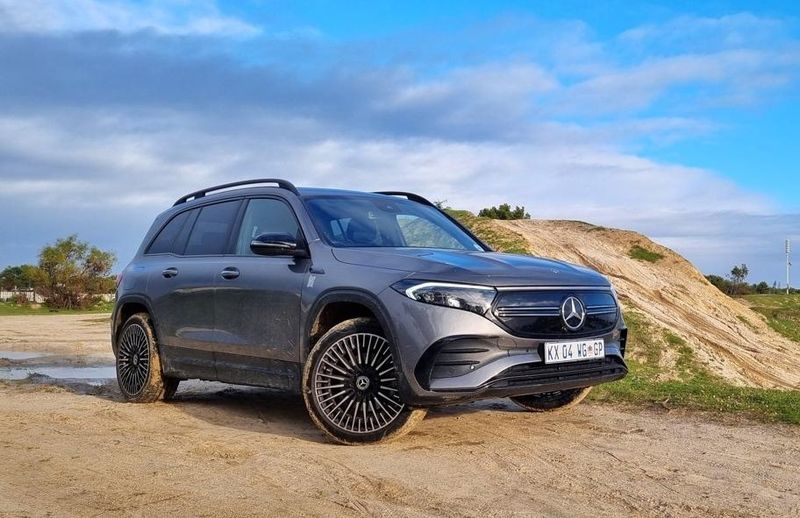 Mercedes-Benz EQB on an off-road course.