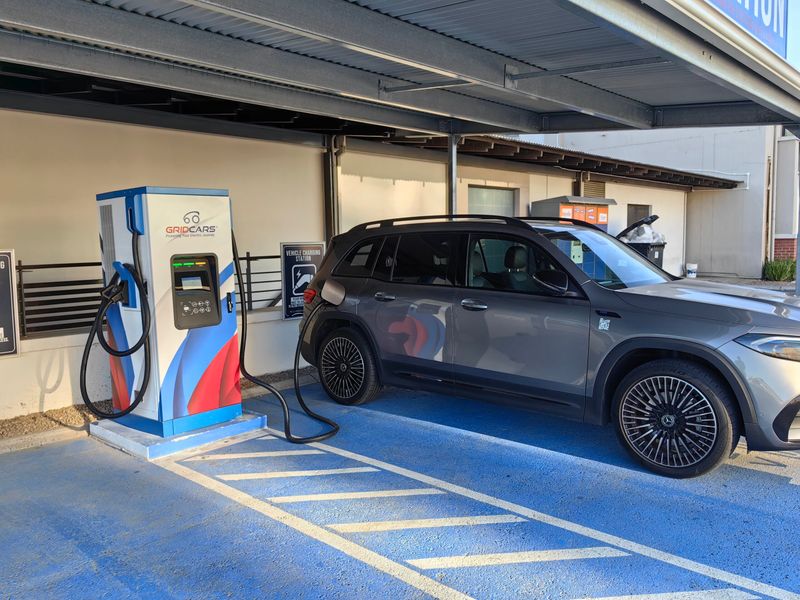 Mercedes-Benz EQB being recharged at Willowbridge Mall in Cape Town.