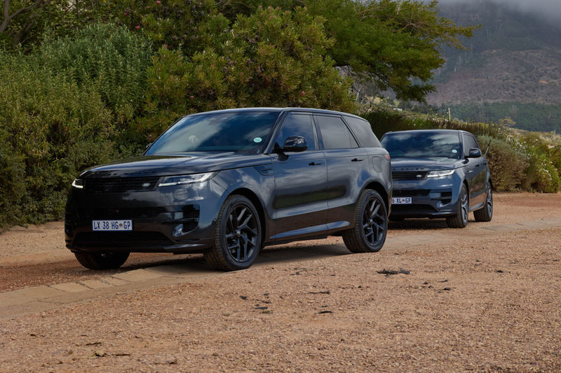 Range Rover Sport units on a dirt road.