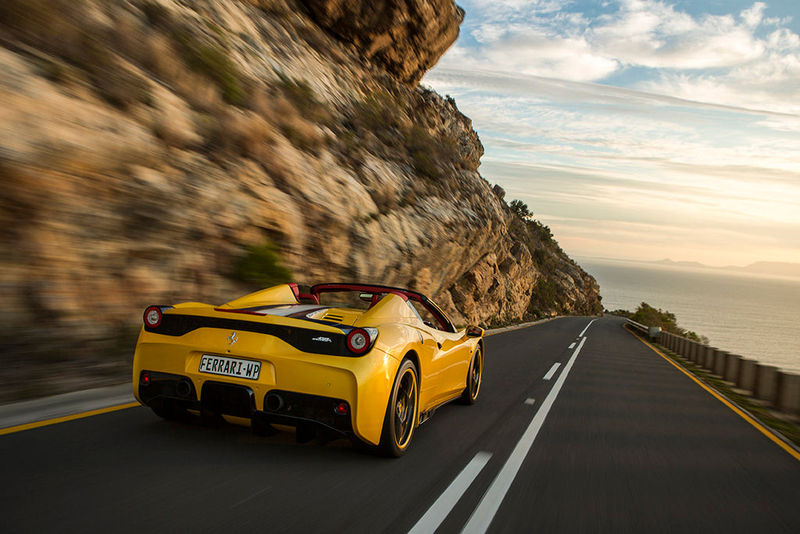 Ferrari 458 Speciale Aperta rear tracking shot