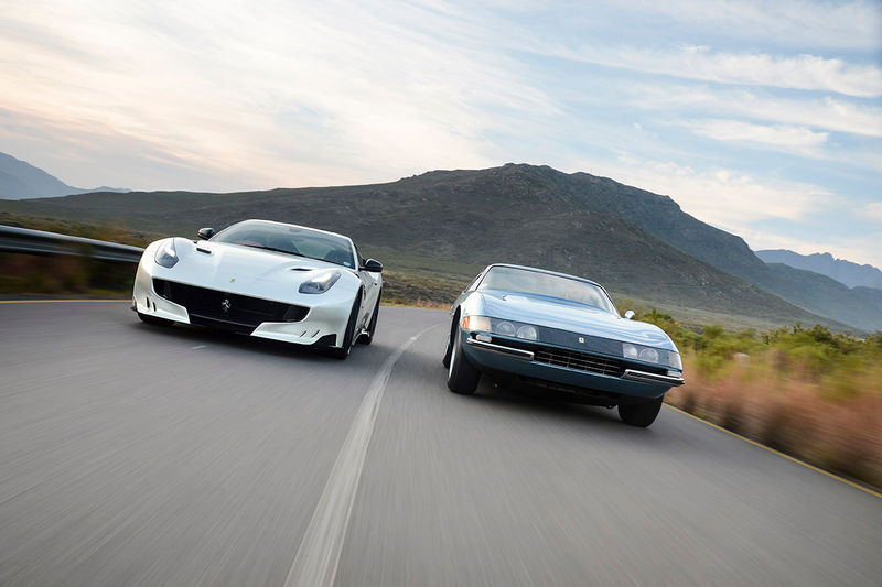 Ferrari F12tdf (left) and Ferrari 365 GTB/4 Daytona