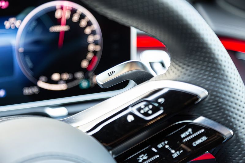 Mercedes-AMG S63 E Performance MBUX infotainment screen gearshift paddle