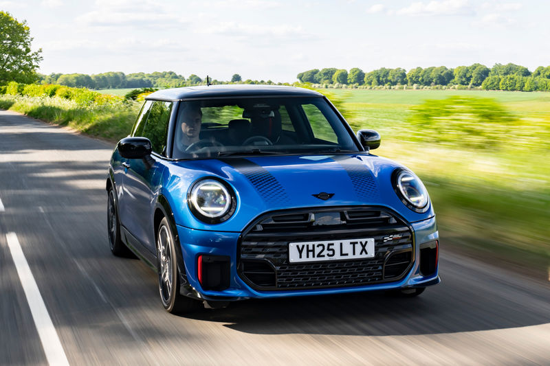 2025 Mini JCW front three quarter tracking shot